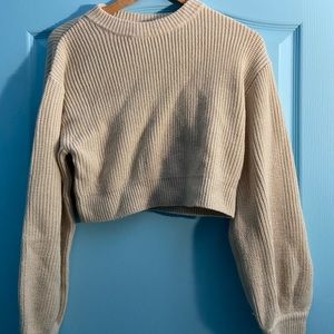 H&M cropped oatmeal colored sweater